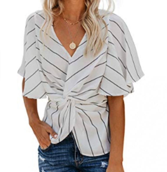 Womens Spring Floral Shirts Short Sleeve - Picture 2 of 3